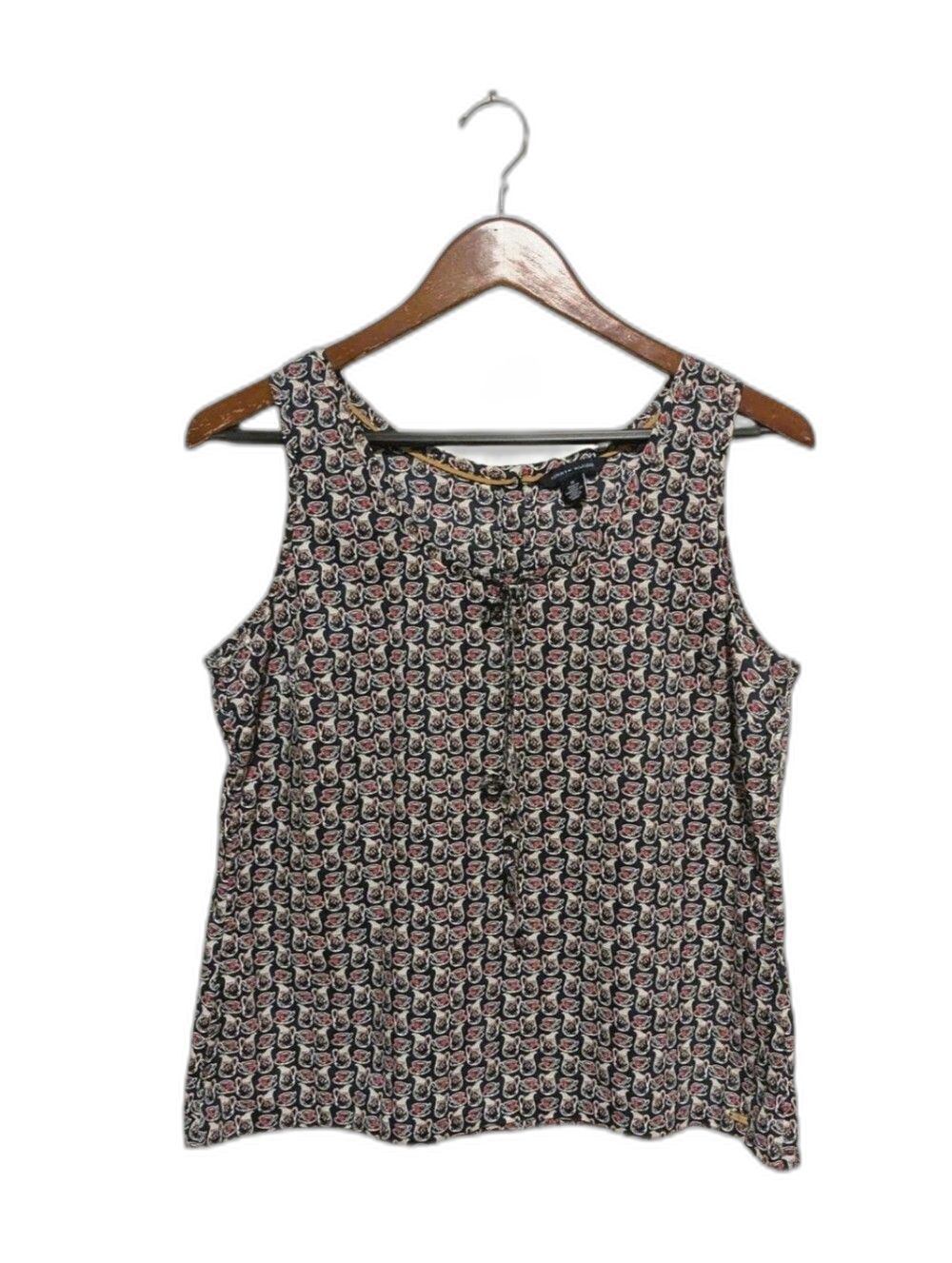 Tommy Hilfiger Teacups Navy Blue Cotton Blouse Sleeveless L